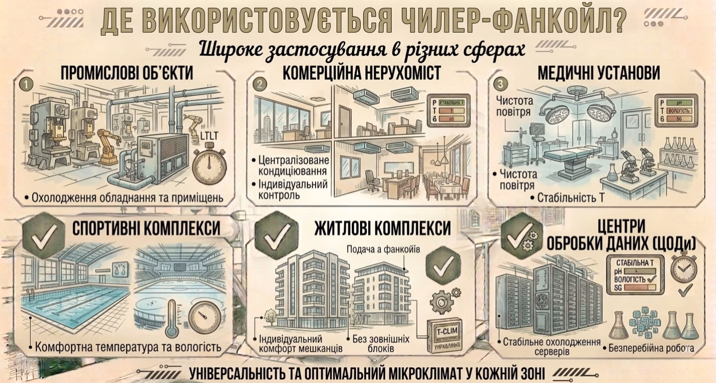 Де використовується чилер-фанкойл