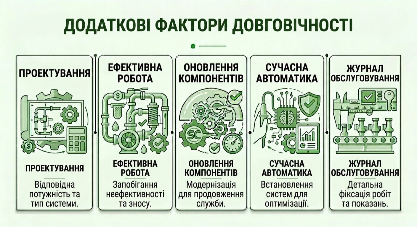 Додаткові фактори довговічності чилеру