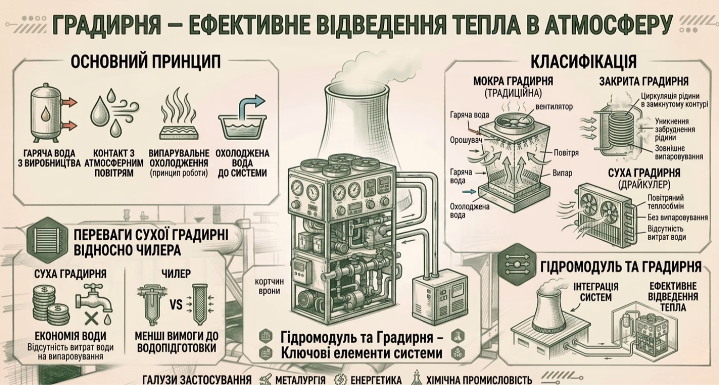 Градирня ефективне відведення тепла в атмосферу