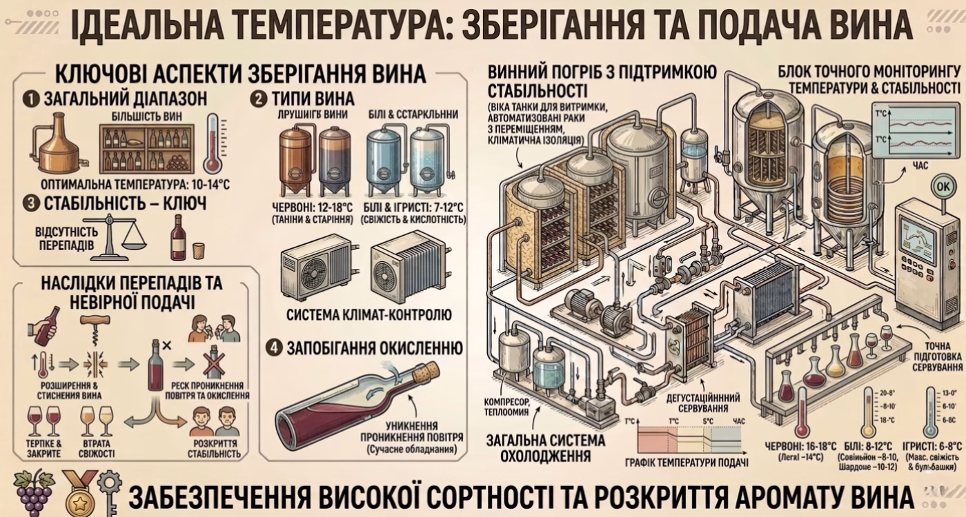 Ідеальна температура зберігання вина