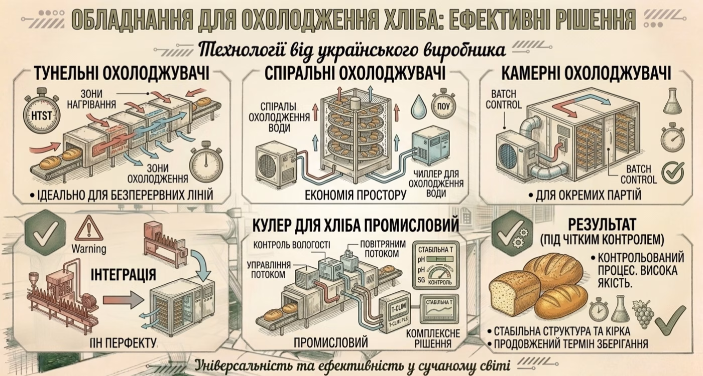 Обладнання для охолодження хліба