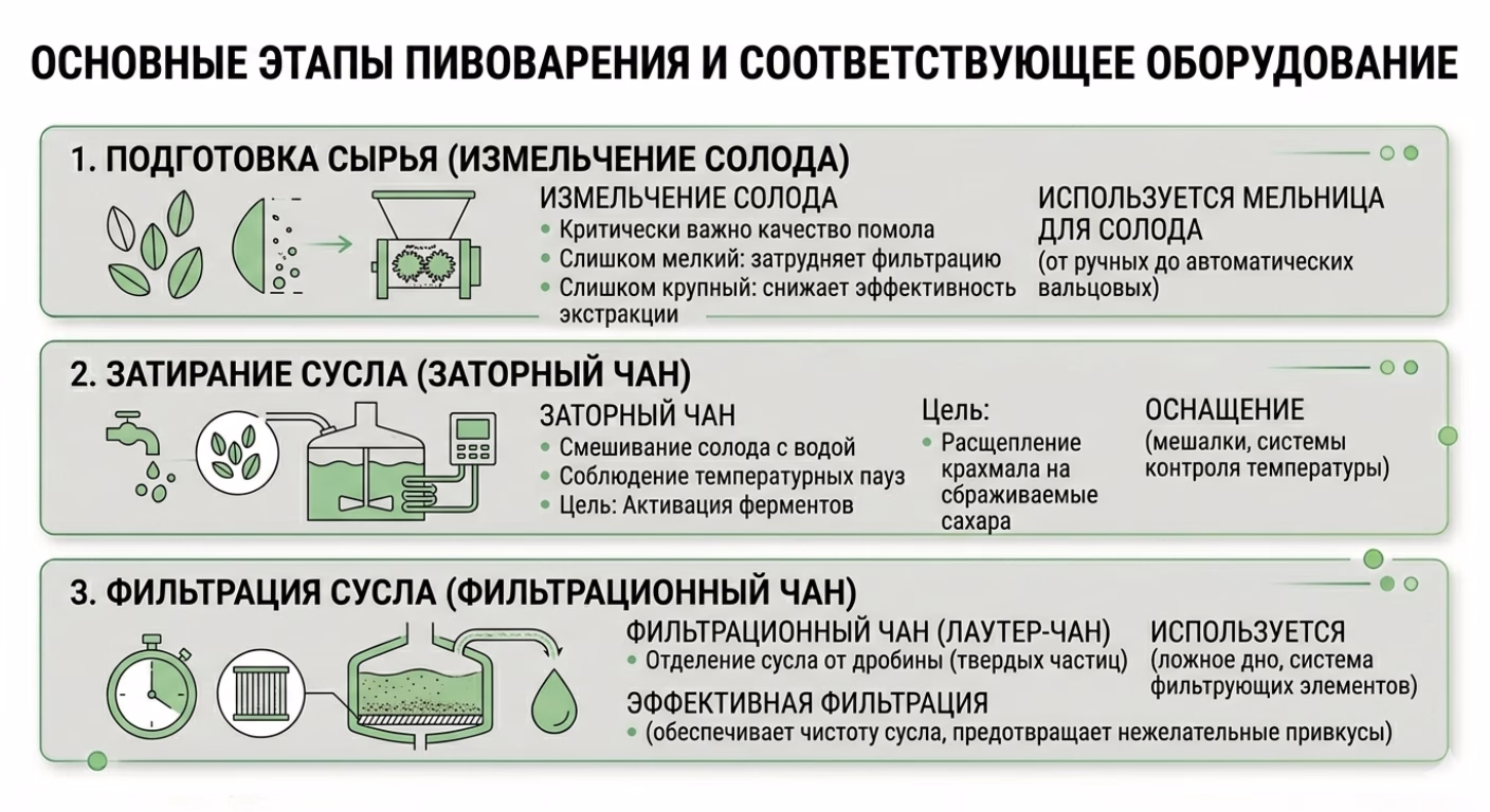 Основные этапы пивоварения