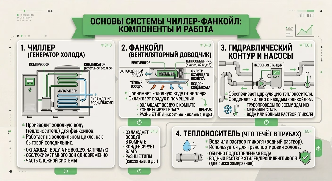 Основные компоненты системы чиллер-фанкойл