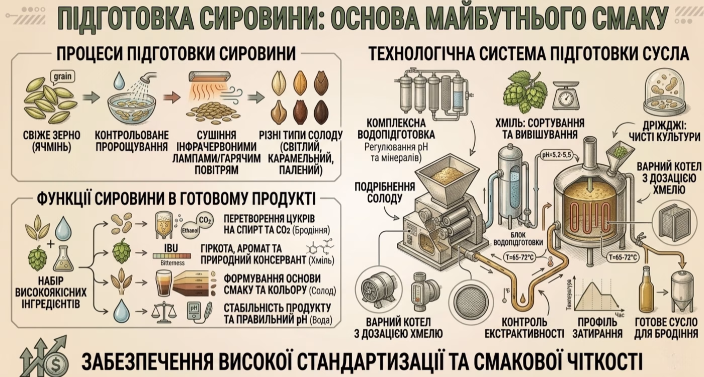 Підготовка сировини для пива