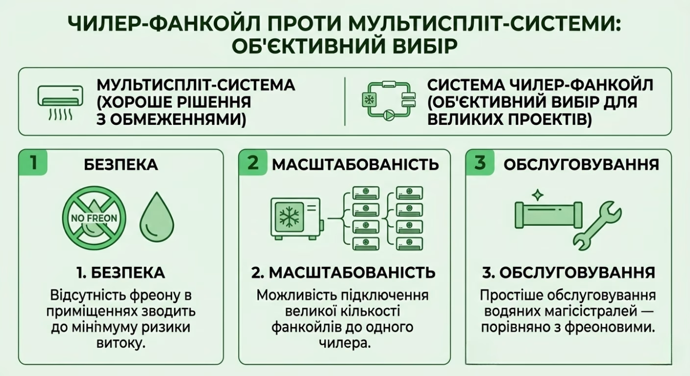 Чилер-фанкойл проти мультиспліт-системи