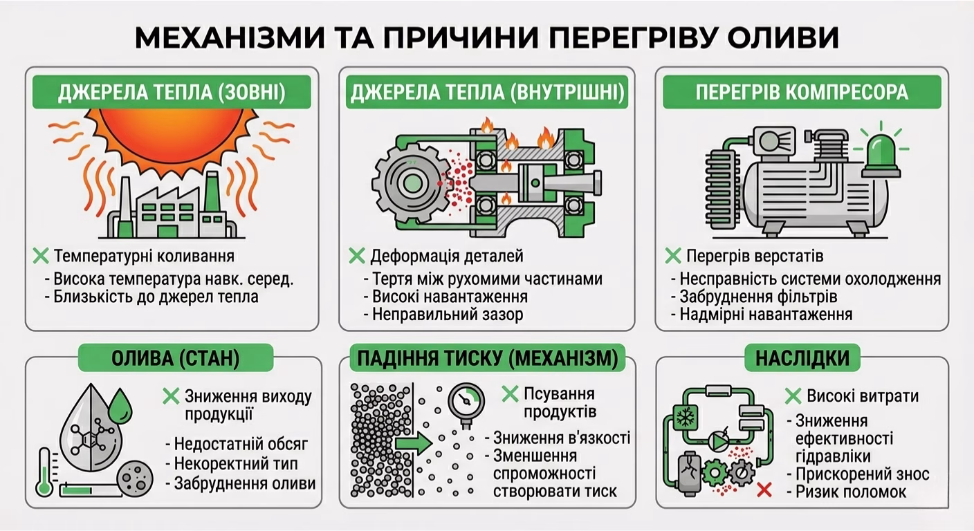 Механізми та причини перегріву оливи
