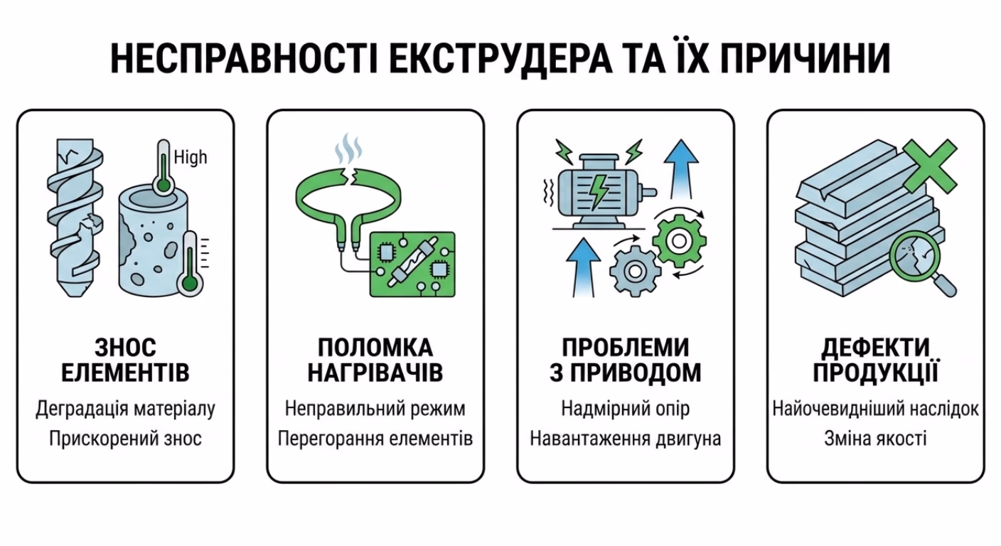 Несправності екструдера