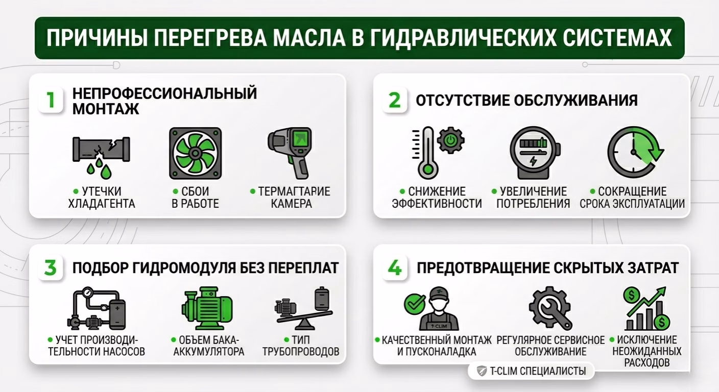 Причины перегрева масла в гидравлических системах