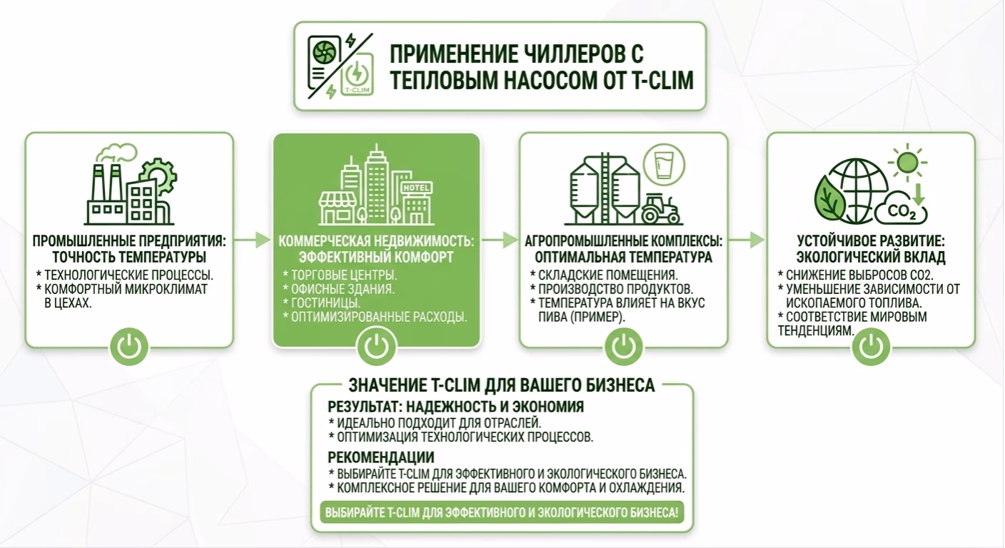 Применение чиллеров с тепловым насосом