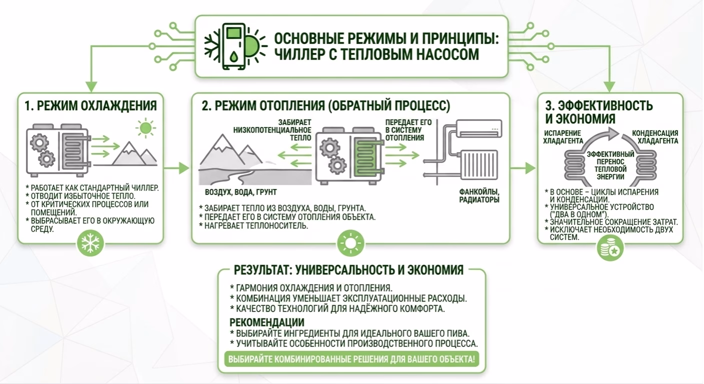 Принцип работы чиллера с тепловым насосом