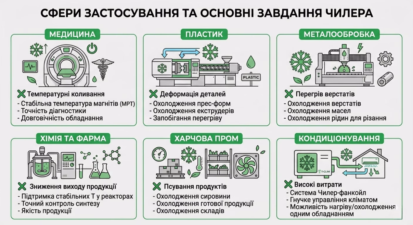 Сфери застосування чиллерів