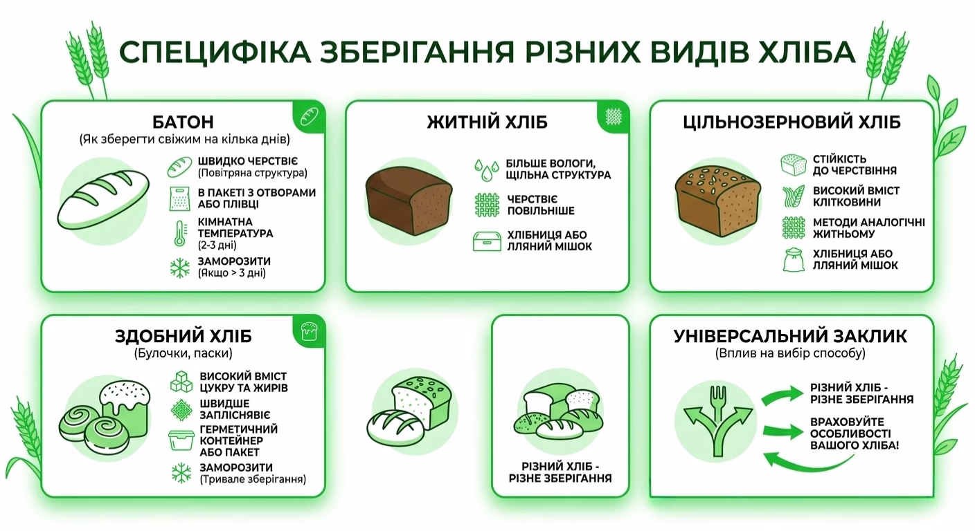 зберігання різних видів хліба