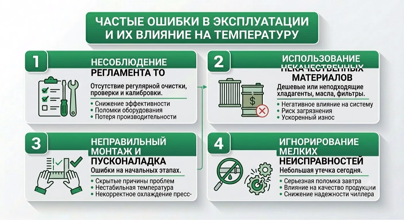Частые ошибки в эксплуатации чиллера