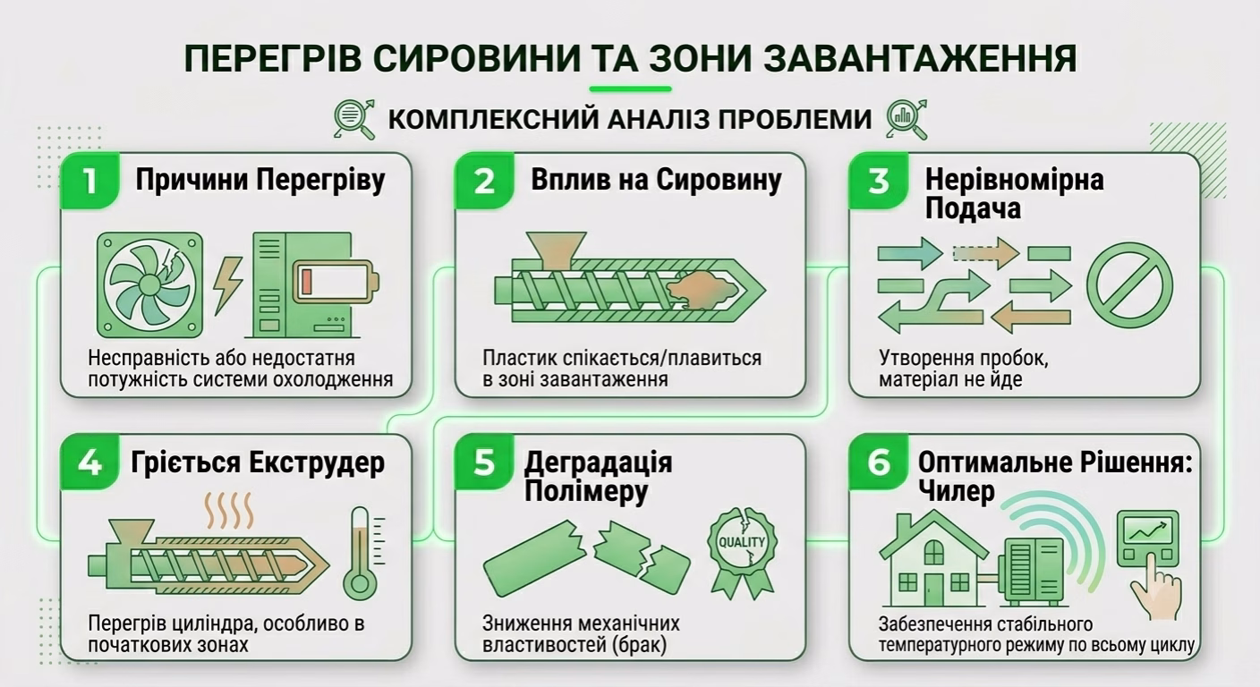 Перегрів сировини та зони завантаження