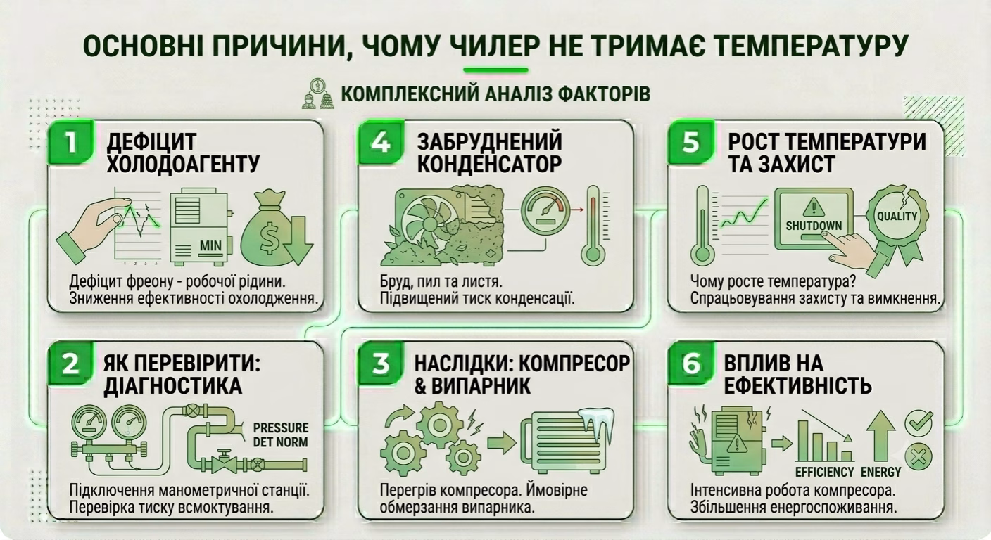 причини чому чилер не тримає температуру