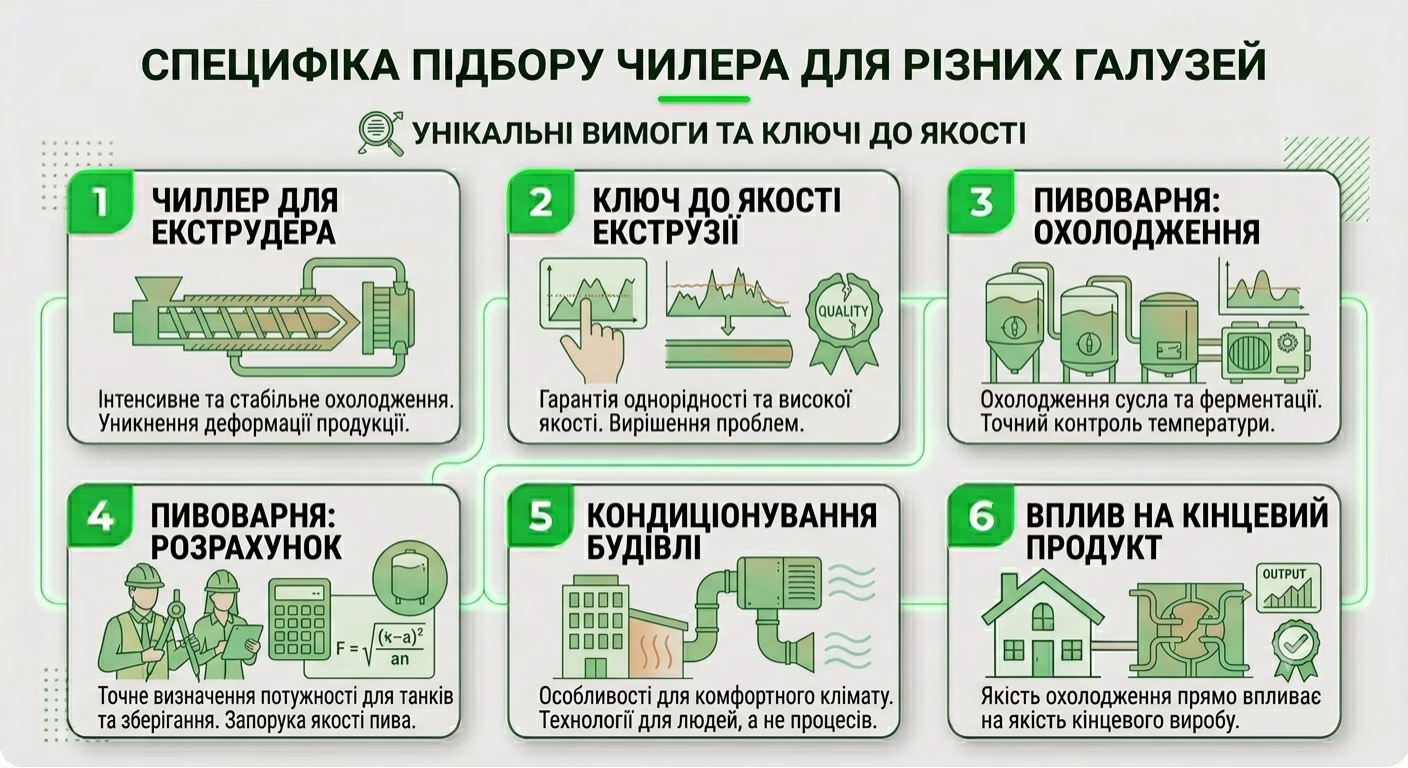 Специфіка підбору чиллера для різних галузей