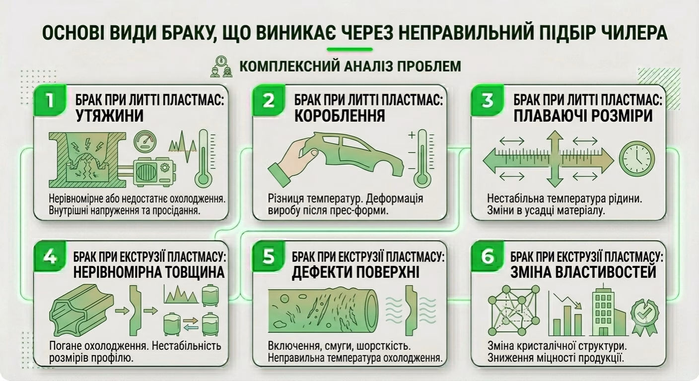 види браку через неправильний підбір чилера