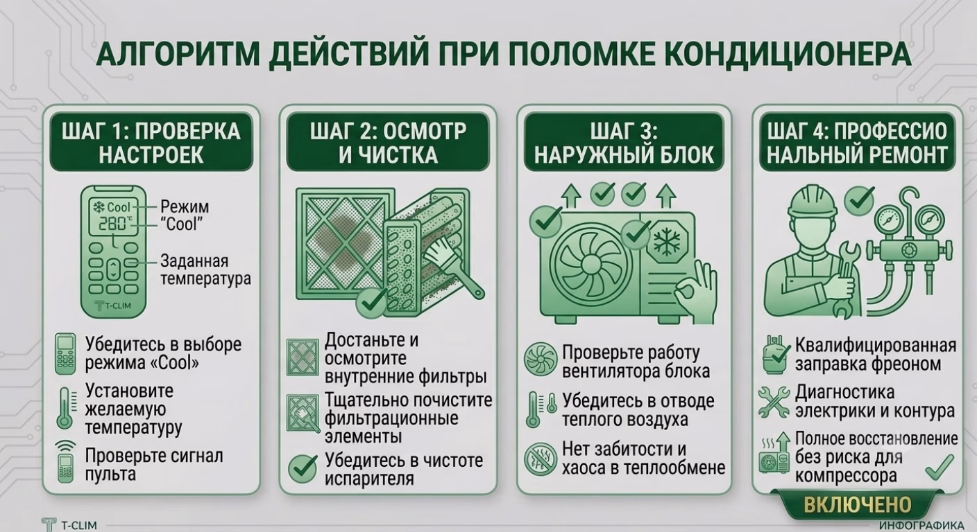 алгоритм действий при поломке