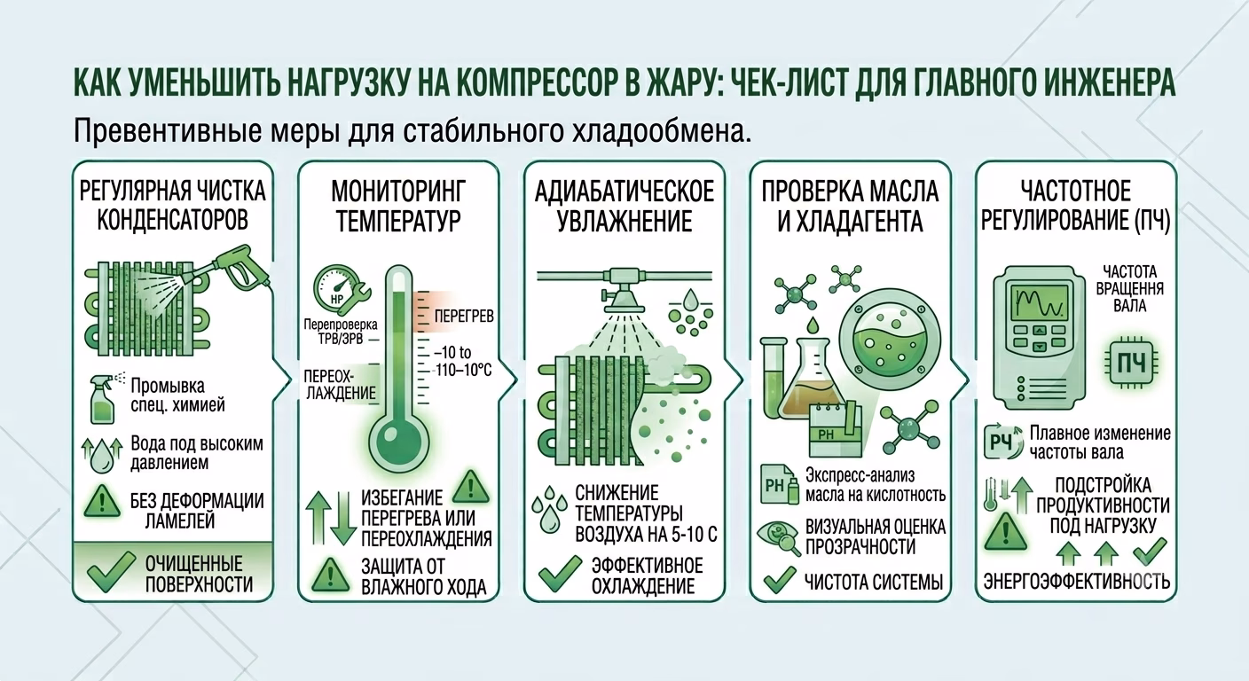 Как уменьшить нагрузку на компрессор в жару