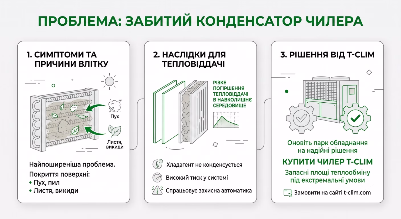 забитий теплообмінник конденсатора